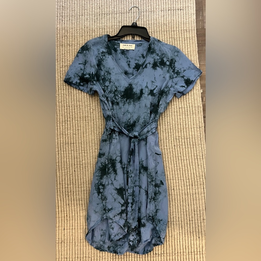 Anthropologie Blue Tie Dye Mini Dress bohemian beach cover up